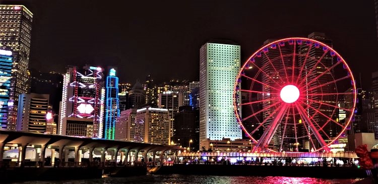 Sound-and-light show at Hong Kong. Photo by Susan J. Young.