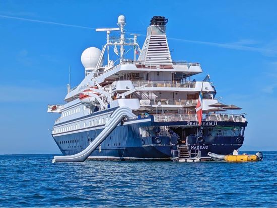 A new slide has been added to both of the SeaDream Yacht Club vessels. Photo by SeaDream Yacht Club. 