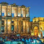Tauck guests will be treated to a private dinner under the stars at the ancient Roman city of Ephesus and its famed library facade. Photo by Tauck.