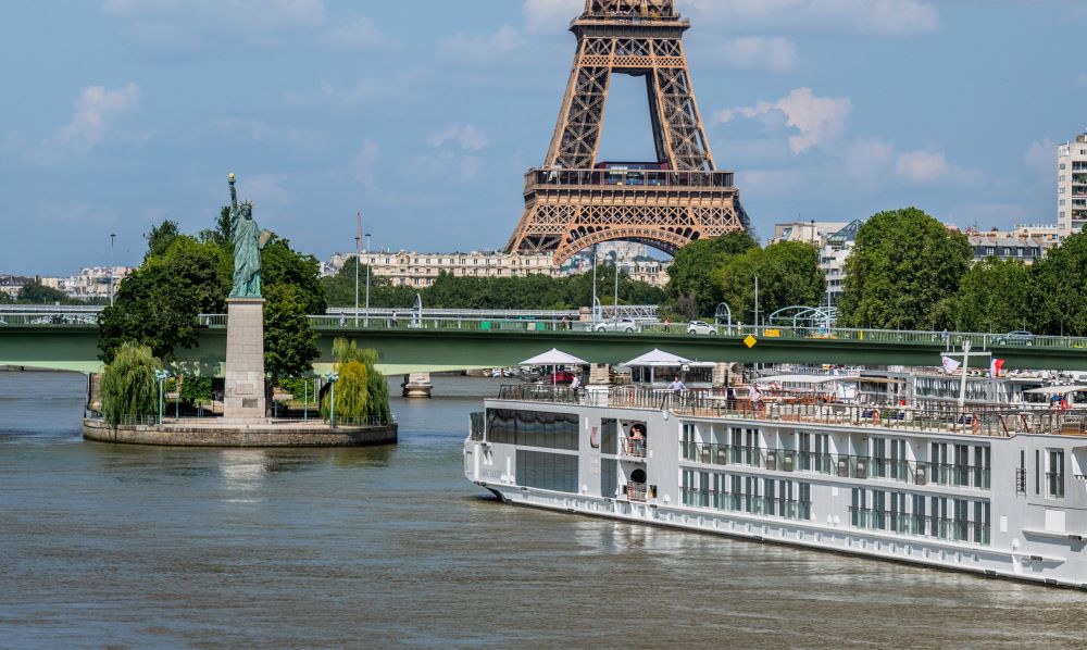 Viking Rdgrid, a Viking Longship, is shown on the Seine River in Paris. Photo by Viking.