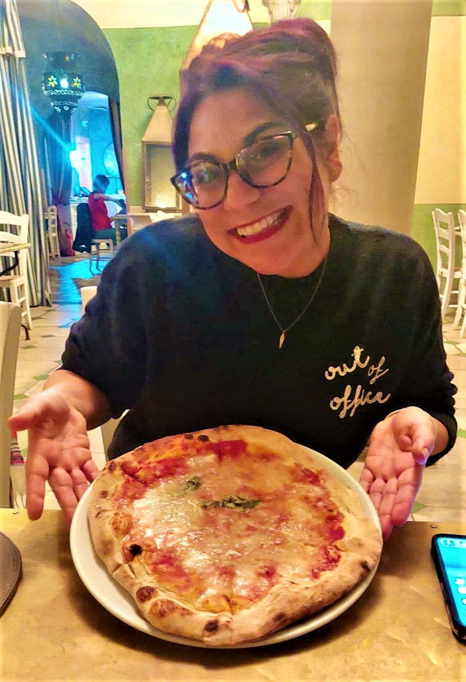 A pizza making experience in Italy resulted in this lovely pie! Photo by Lauren Riesenberger.