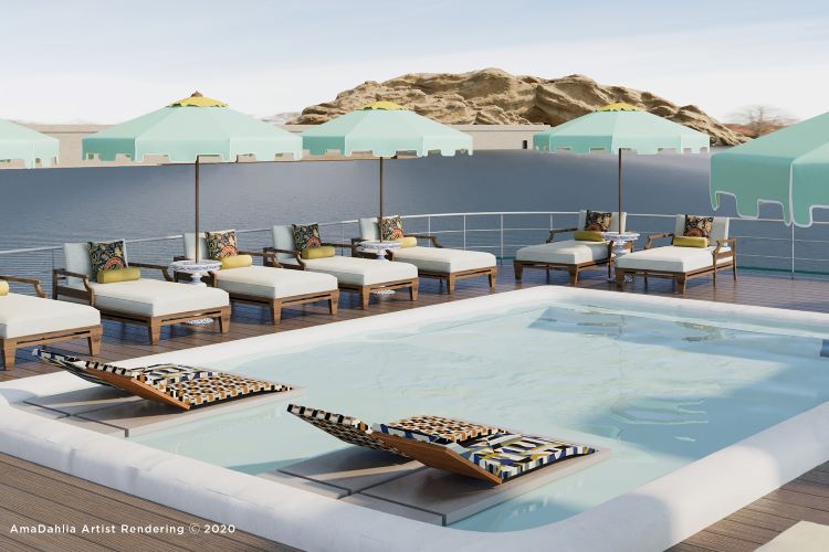 AmaDahlia's fantastic sun deck with loungers. Artist rendering/photo by AmaWaterways.