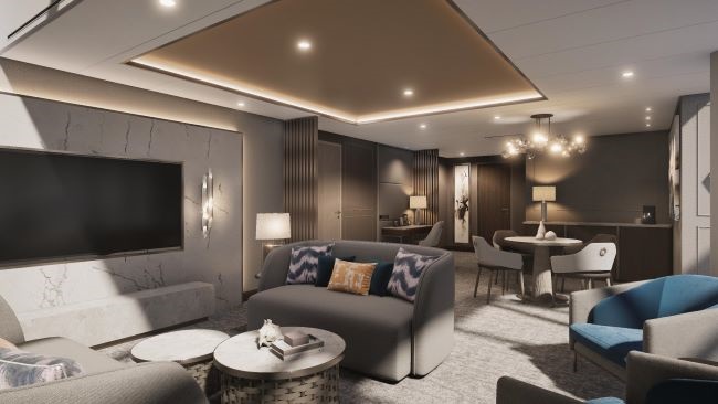 Rendering of Suite 818, Silversea Cruises' Silver Endeavour. Photo by Silversea Cruises.