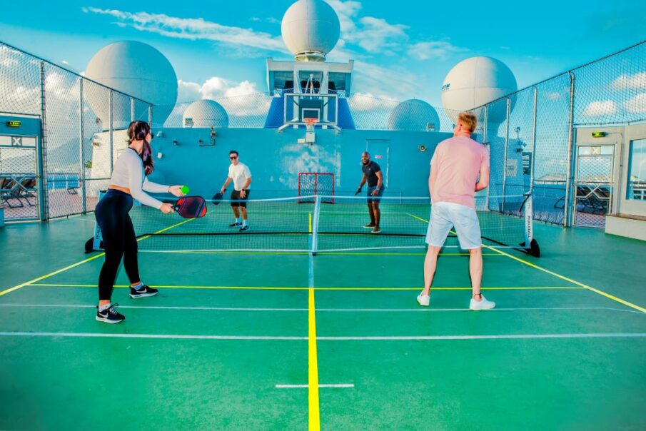 Rendering of pickleball play on a Celebrity Cruises ships. Photo/Rendering by Celebrity Cruises.