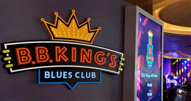 Entrance to B. B. King's Blues Club on Holland America's Rotterdam. Photo by Susan J. Young