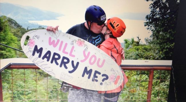 Pavlus Travel personal travel planner Victoria Hill's husband proposed to her while they were ziplining at Costa Rica's Arenal Volcano area. Photo by Victoria Hill. 