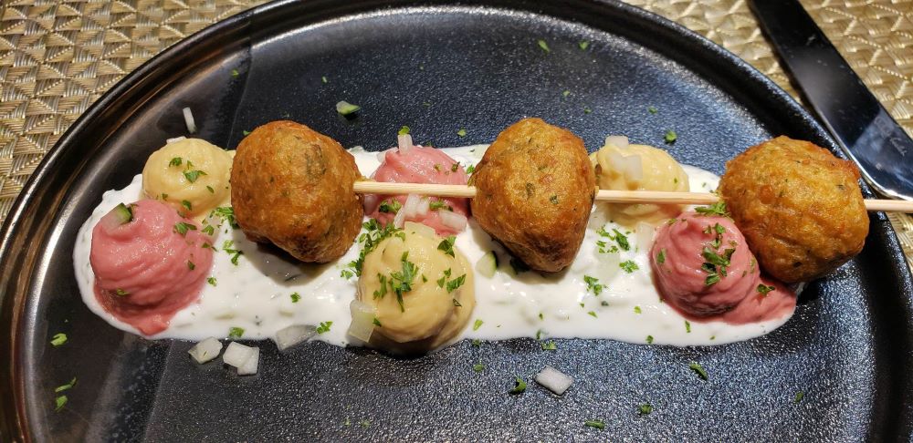 This Falafel Tail, consisting of chickpeas, beetroot and yoghurt, is among the tasting menu items on Middle Eastern night. Photo by Susan J. Young