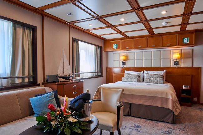 Bedroom of Officer's Suite on Windstar Cruises' Wind Surf. Photo by Windstar Cruises. 