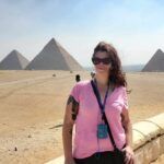 Personal travel planner Victoria Hill of Pavlus Travel loves Egypt and says it's one of her travel passions. Here's she shown at the Great Pyramids on the Giza Plateau. Photo by Victoria Hill.