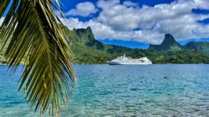 Windstar Cruises' Star Breeze in Tahiti. The ship will replace Wind Spirit there in February 2024. Photo by Windstar Cruises.