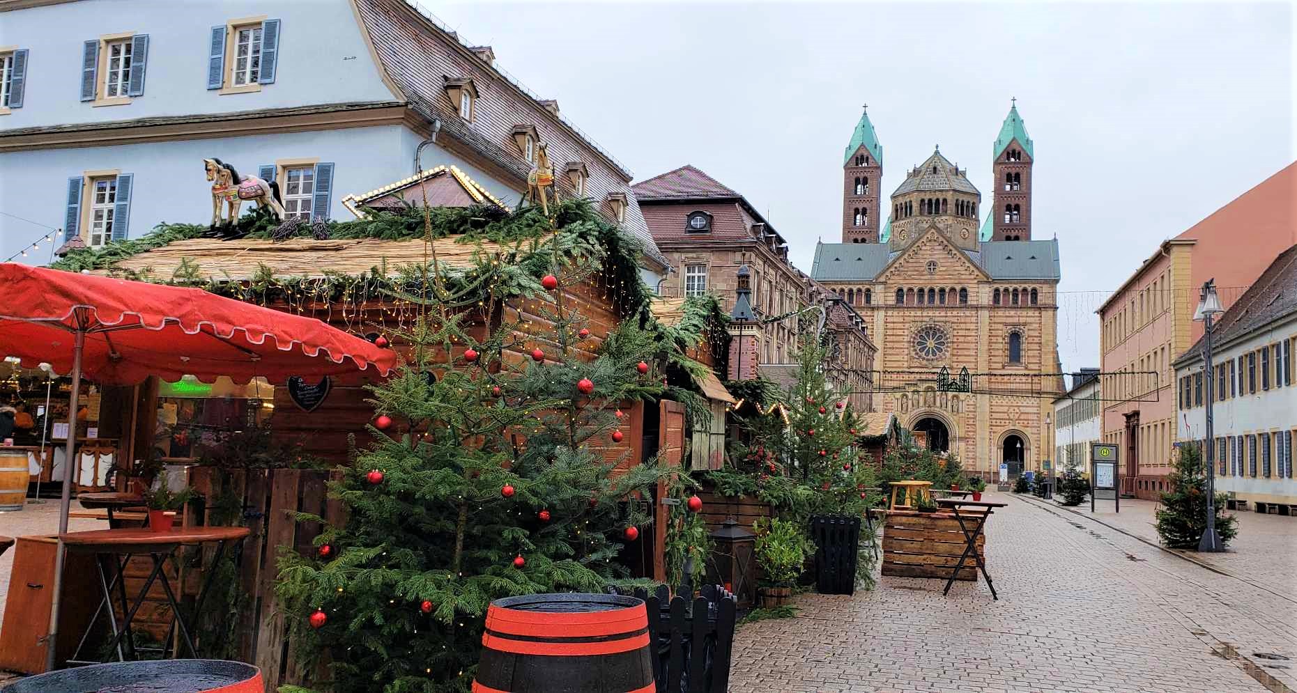 Near the cathedral in Speyer, Germany, river cruises guests can find a Christmas Market. Photo by Susan J. Young. 