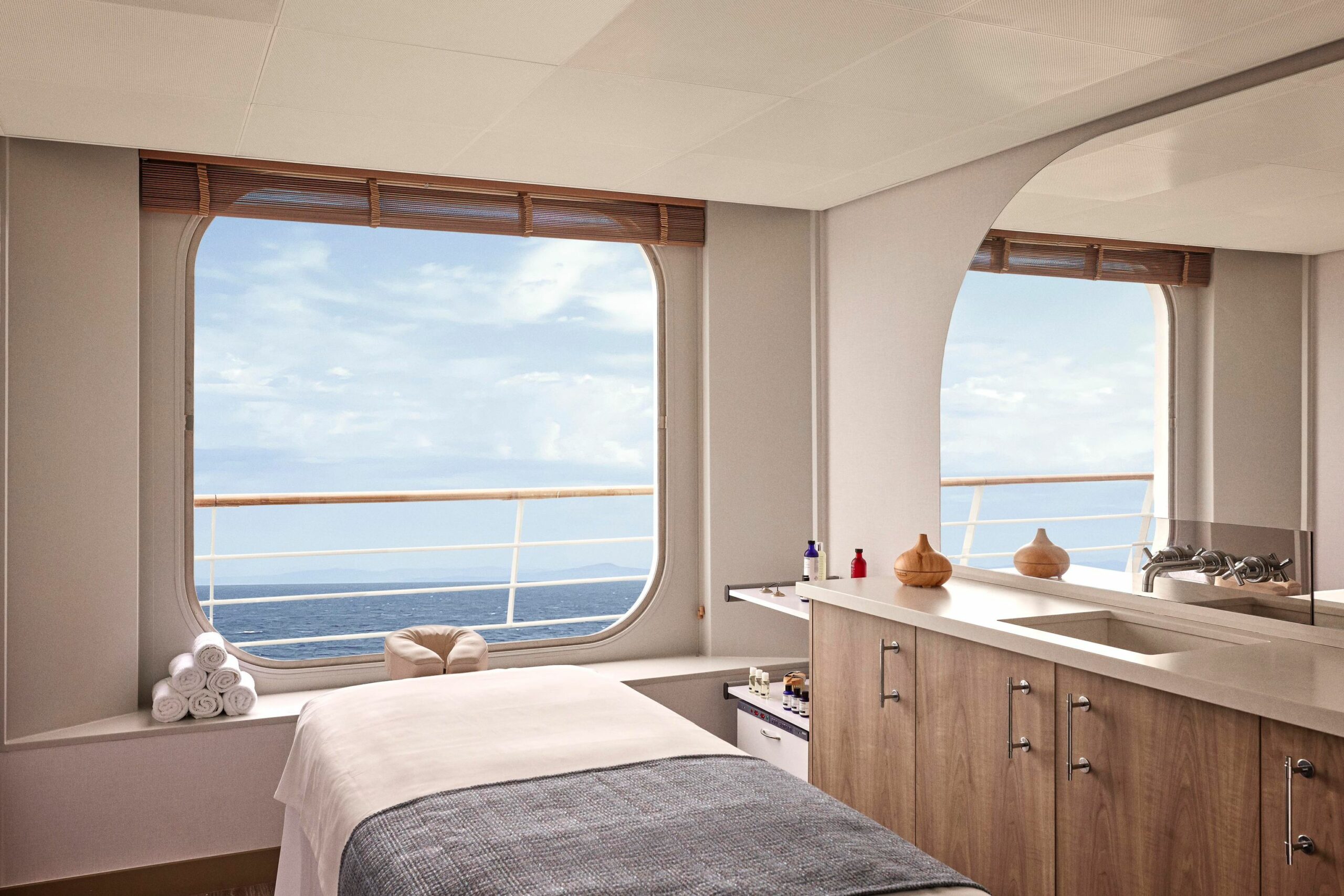 A treatment room within the new Aurora Spa on Crystal Serenity. Photo by Crystal.