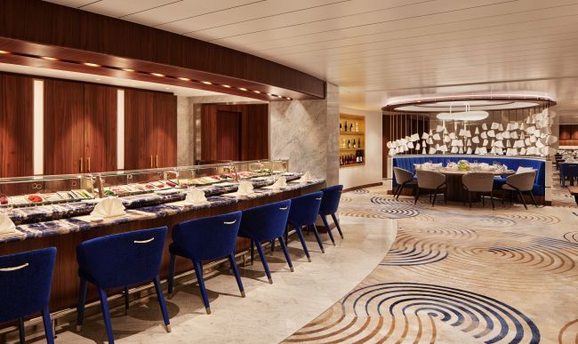 Umi Uma, the Crystal Serenity specialty Asian restaurant, has been redesigned. Photo by Crystal. 