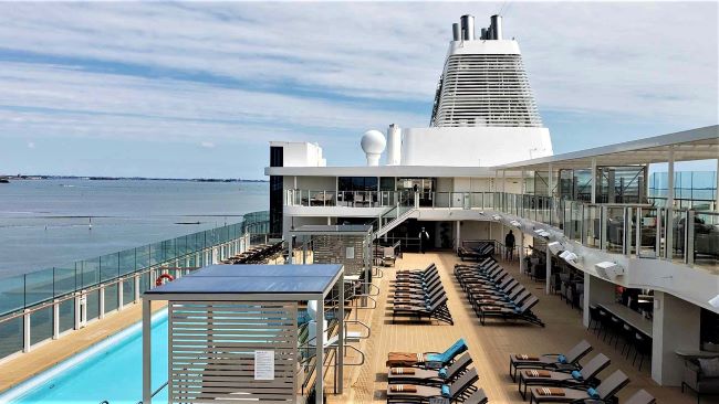 Silver Nova sports a new asymmetrical design that creates an elongated pool directly along the starboard side of the ship for stunning ocean and landscape views. Photo by Susan J. Young.