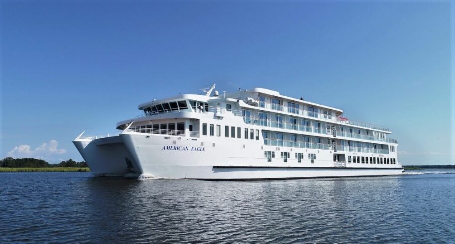American Cruise Lines' new 100-passenger American Eagle, the first in a series of 12 Coastal Cats (catamarans). Photo by American Cruise Lines.