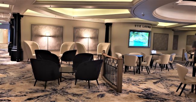 Newly refreshed public spaces on Crystal Serenity include The Lounge. Photo by Susan J. Young. 