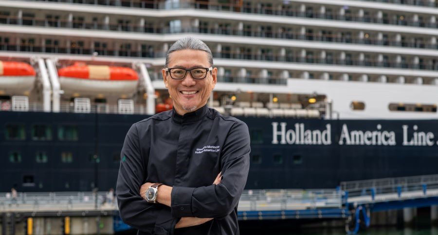 Holland America is launching a new global fresh fish proMasaharu Morimoto is its new Fresh Fish Ambassador. He'll also create dishes for the main dining room and create a pop-up restaurant, Morimoto at Sea. Photo by Holland America Line.