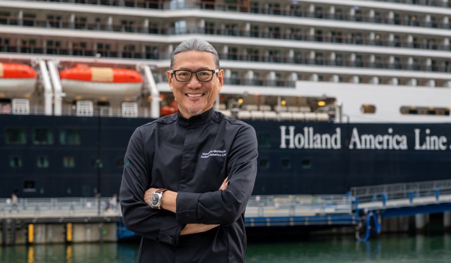 Chef Masaharu Morimoto is Holland America's Fresh Fish Ambassador. He creates dishes using locally sourced fresh fish. Photo by Holland America Line.