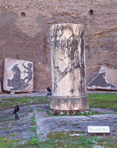 Decorative artifacts are displayed at the Baths of Caracalla. Photo by Susan J. Young.