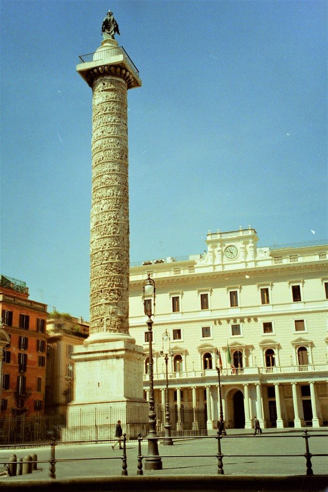 Trajan's Column has a 650-foot-long series of bas-reliefs that encircles the tall column, built by Roman Emperor Trajan. Photo by Susan J. Young.