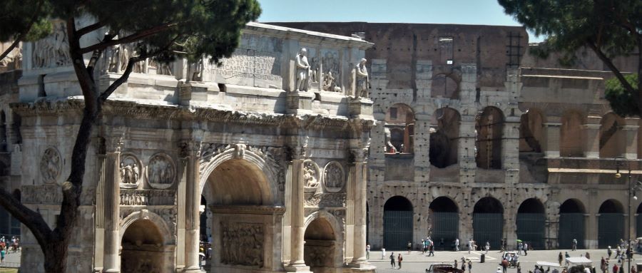 Among the best ancient sites of Rome are Arch of Constantine with the ancient Colosseum in the background. Photo by Susan J. Young.