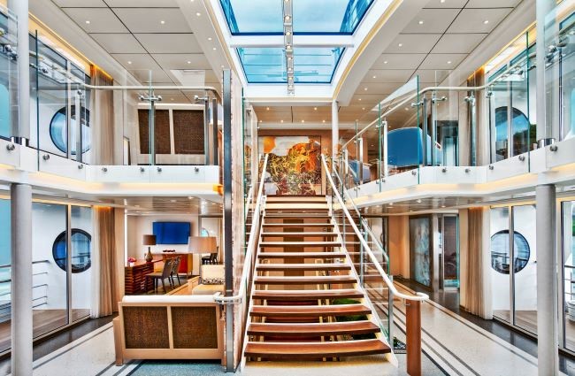 Viking is expanding its river fleet with more Viking Longships. Here's an atrium showing the design of a Longship now sailing European rivers. Photo by Viking. 