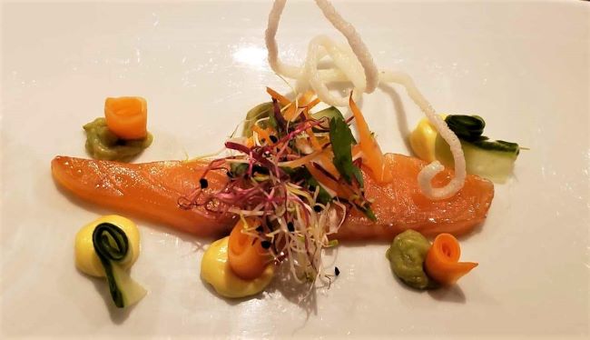 Cured Atlantic Salmon at The Chef's Table on AmaWaterways' AmaKristina. Photo by Susan J. Young.