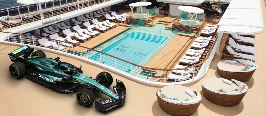 A new Formula 1 cruise has been introduced for July 2025 by Regent Seven Seas Cruises and the Aston Martin Aramco Formula 1 Team, Photo provided by Regent Seven Seas Cruises.