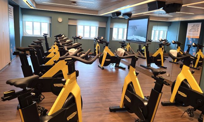 Spinning room within the series of exercise rooms adjacent to Mareel Spa and Beauty. Photo by Susan J. Young