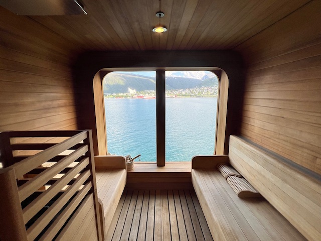 Lovely Arctic views await even from inside Seabourn Venture's sauna! Photo by Erin Conner. 