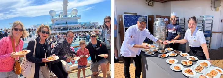 World's largest pizza party across the Princess Cruises fleet resulted in 600,000 slices of pieces being consumed. It was all a celebration for Princess' new partnership with a famed pizza chef. Photo by Princess Cruises. 