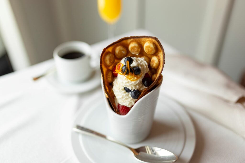 Crepe in a cup with tasty toppings is a new option for guests on Oceania Allura. Photo by Oceania Cruises. 