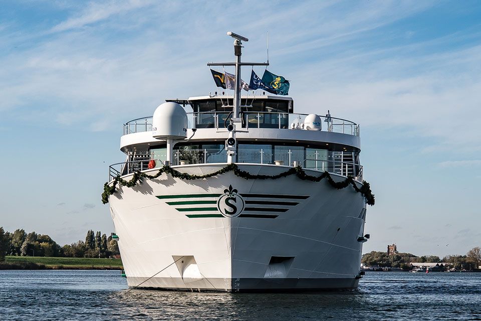 The bow of a Tauck riverboat that sails in Europe. Two new builds for French rivers are now planned. Photo by Tauck. 