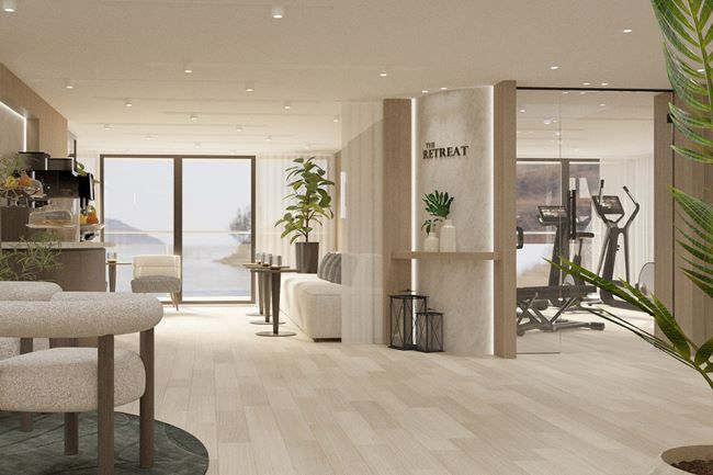 Look for a light, airy, light-filled wellness space called The Retreat on two new Tauck riverboats, Serene and Lumiere, in France. Rendering courtesy of Tauck. 