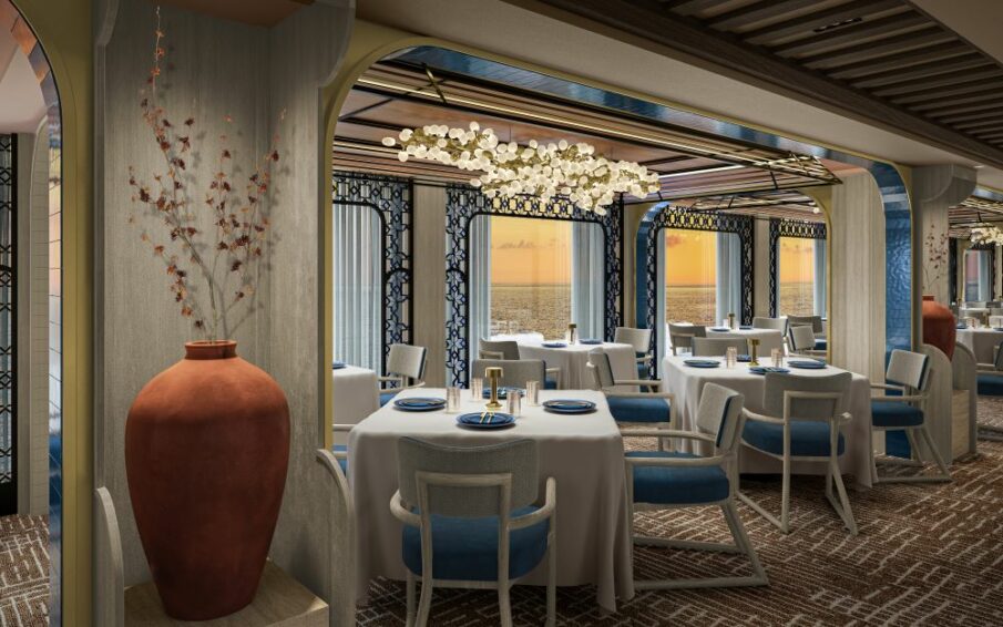 Seven Seas Prestige's new Azure, a new specialty dining venues with Mediterranean cuisine. Photo by Regent Seven Seas Cruises.