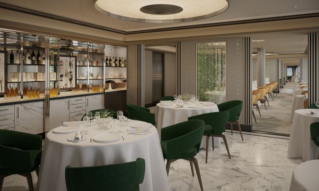 The look of Chartreuse, a French specialty dining venue on Seven Seas Prestige. Photo by Regent Seven Seas Cruises.