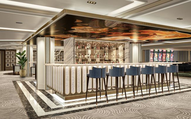 Galileo's Bar within the new Seven Seas Prestige, launching in 2026. Photo of Regent Seven Seas Cruises.