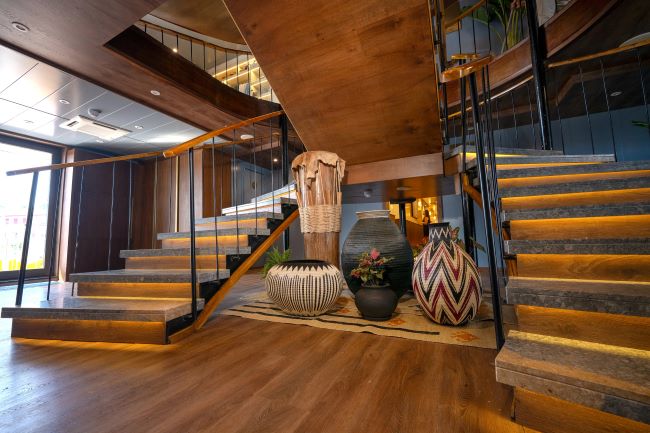Shown above is AmaMagalena's reception area. This new river cruise vessel sails on Colombia's Magdalena River. Photo by AmaWaterways.