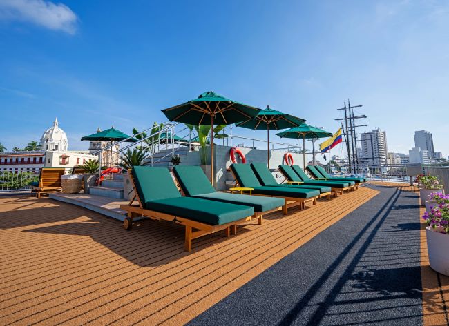 Sun Deck of AmaMagdalena, which plies Colombia's Magdalena River. Photo by AmaWaterways.