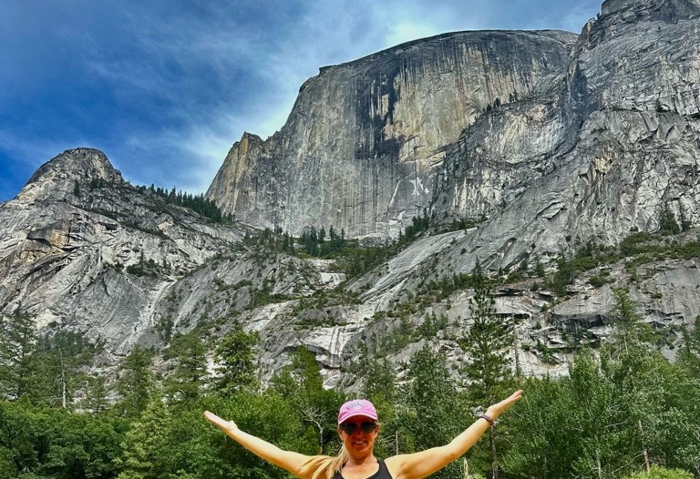 Tandy, a Pavlus Travel personal travel planner, says that Tauck is one of her favorite brands. Here's she's shown on a Tauck tour at Yosemite National Park in 2025. Photo by Tandy of Pavlus Travel. 
