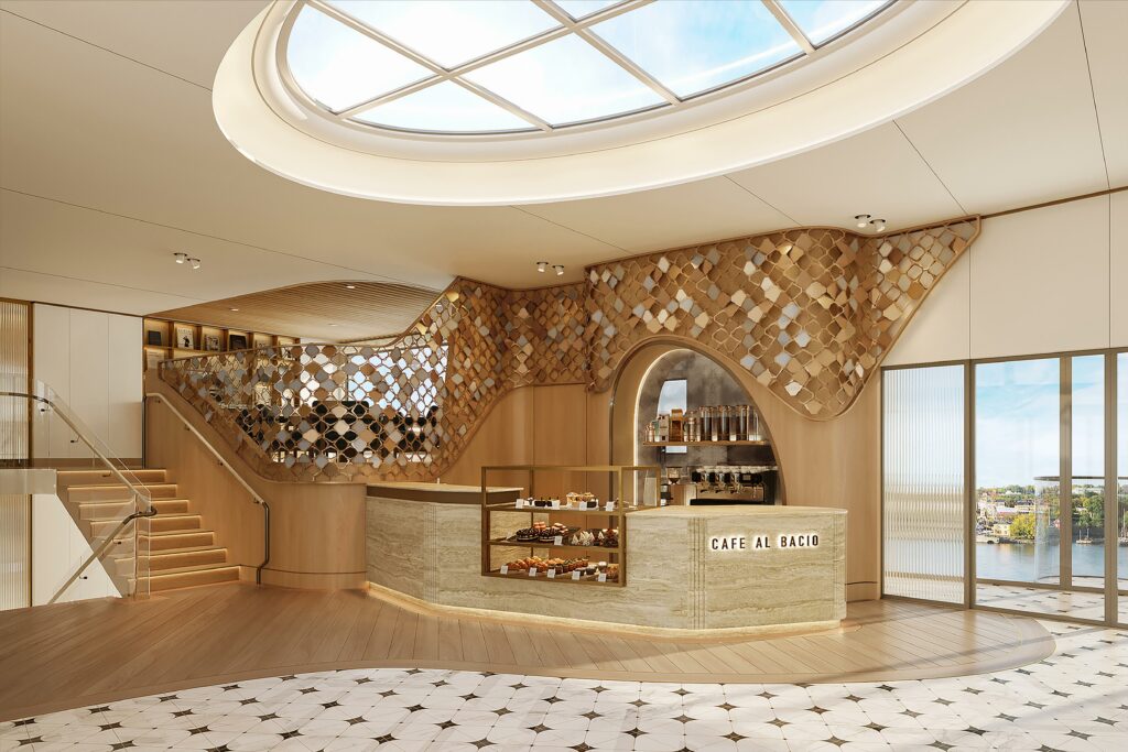 Entrance to Cafe al Bacio on Celebrity's river vessels. Photo by Celebrity Cruises.