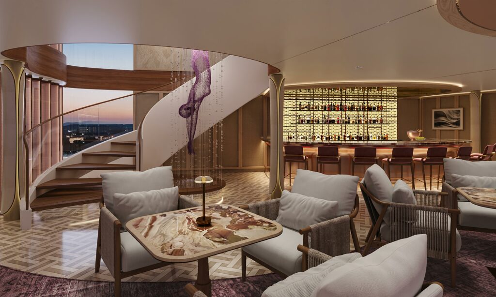 Guests will enjoy eight restaurants and lounges aboard two Celebrity river vessels sailing European rivers. A lounge on Celebrity River Cruises. Photo by Celebrity River Cruises.
