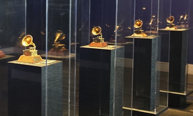 Grammy awards displayed in the Grammy Museum Mississippi in Cleveland, MS. Photo by Susan J. Young.