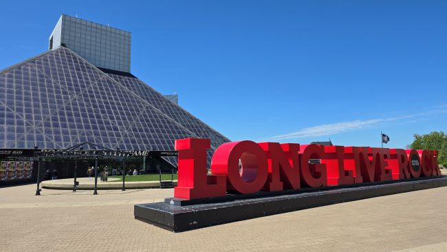 Rock & Roll Hall of Fame in Cleveland, OH. It's reachable on small-ship Great Lakes cruises. Photo by Susan J. Young.
