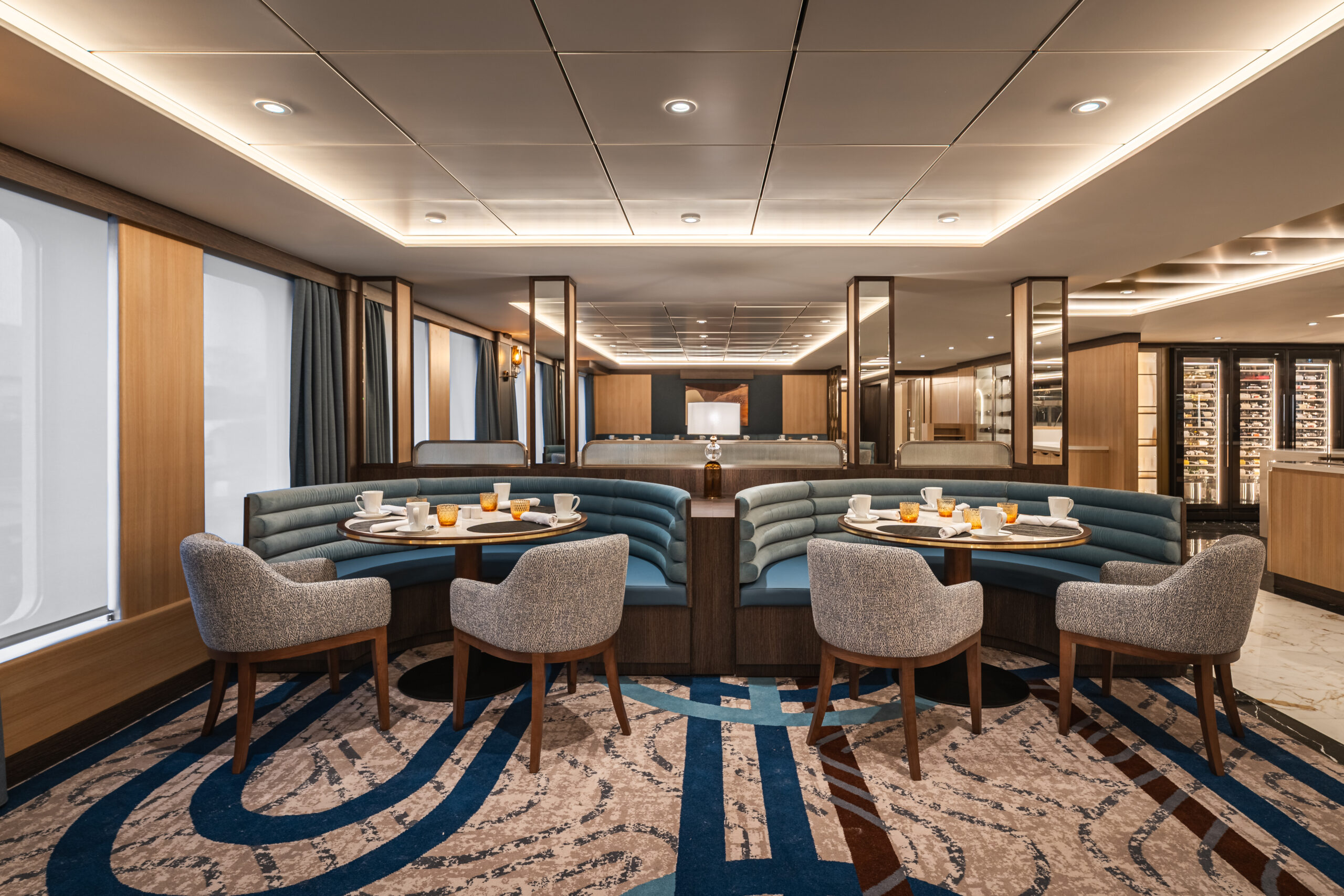 Amphora Restaurant on the new Star Seeker. Photo by Windstar Cruises.